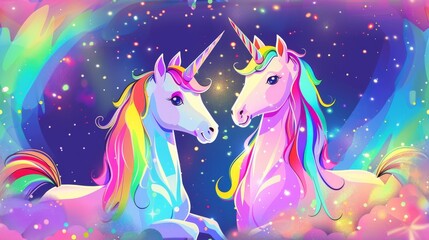 Obraz na płótnie Canvas cartoon of Magical Unicorns