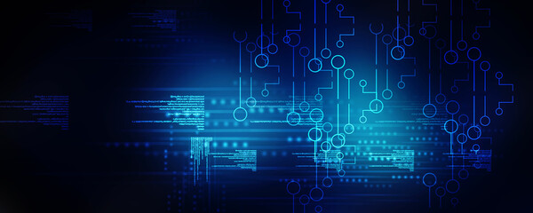 2d illustration Abstract futuristic electronic circuit technology background