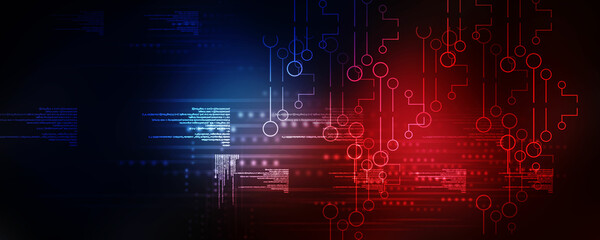 Fototapeta premium 2d illustration Abstract futuristic electronic circuit technology background