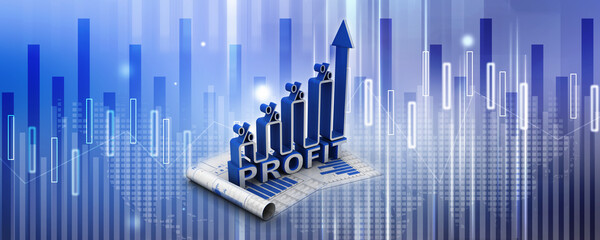 3d illustration Stock market online business concept. business Graph 