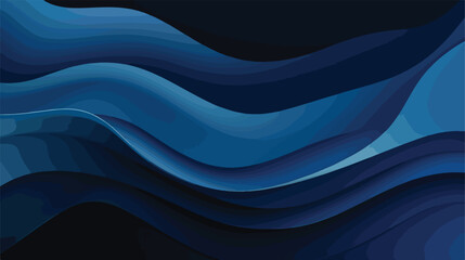 Dark blue paper waves abstract banner design. Elega