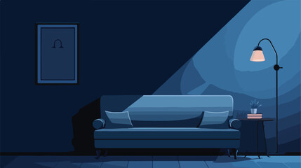 Dark blue plain wall background .. 2d flat cartoon
