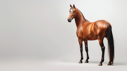 Obraz premium A studio shot of a beautiful brown horse on a white background