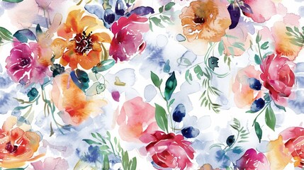 watercolor painting Styles vignette color expressionism art style seamless pattern - obrazy, fototapety, plakaty