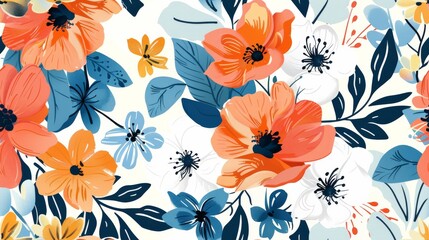 Cartoon of Vintage Florals Seamless picture