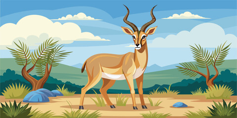 Thomson's gazelle in its natural landscape- - obrazy, fototapety, plakaty