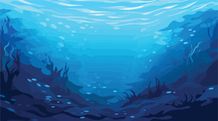 Deep blue sea texture .. 2d flat cartoon vactor illustration - obrazy, fototapety, plakaty