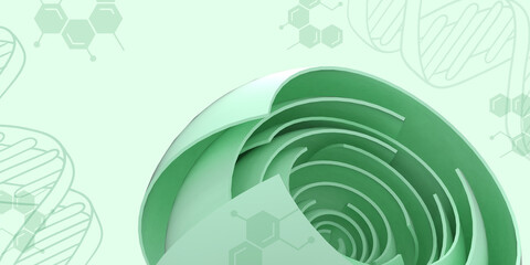 Abstract background. circle geometry Green digital art in concept of clean energy and science technology. banner, copy space, website, 3d rendering