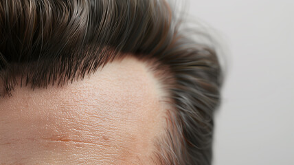 realistic render of a close up of a man's hairline - obrazy, fototapety, plakaty