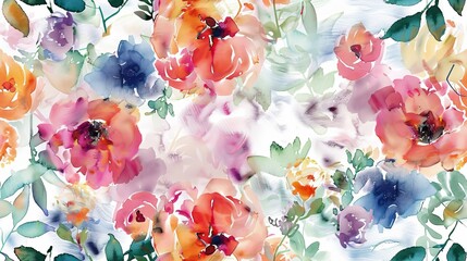 watercolor painting Styles vignette color expressionism art style seamless pattern