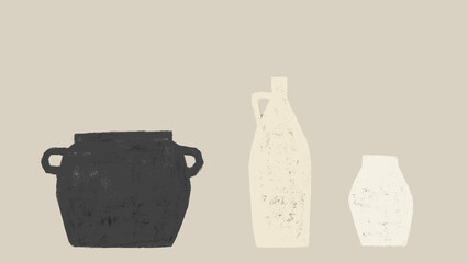 pottery vase, flower vase, earthy tone