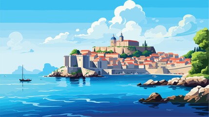 Dubrovnik Old Town situated on the Adriatic Sea coa - obrazy, fototapety, plakaty
