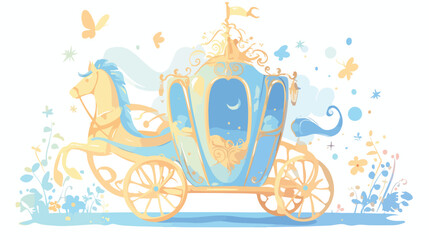 Fototapeta na wymiar Fairy Carriage Clipart 2d flat cartoon vactor illustration