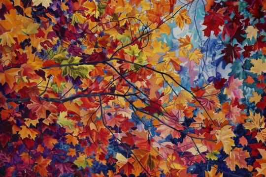 Kaleidoscope of Autumn Leaves in Artistic Display