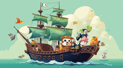 Fantastical pirate ship crewed by animals on quest