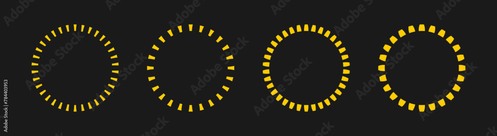 Poster broken gold rings – set of golden circular frames – set of isolated simple radial patterns