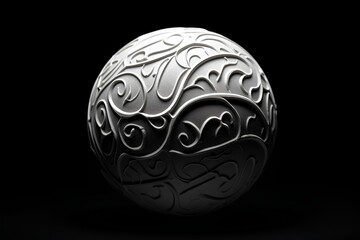 A captivating HD image of a tennis ball icon in black and white, featuring intricate details.