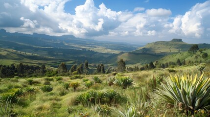 Fototapeta na wymiar Summer walks on the slopes of Mount Elgon, Kenya/Uganda, diverse wildlife and natural beauty, --ar 16:9