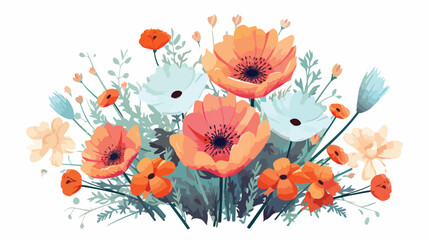 Obraz na płótnie Canvas Flowers .. 2d flat cartoon vactor illustration isolated