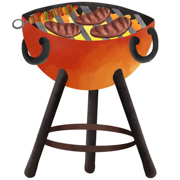 Watercolor painting of a barbecue grill
