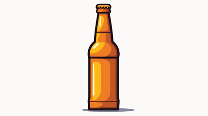 Full bottle of beer on a white background 2d flat cartoon