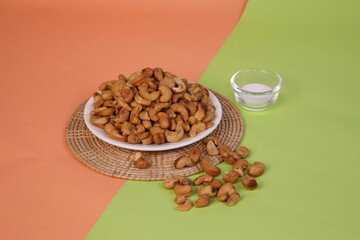Grilled cashew nuts in a bowl