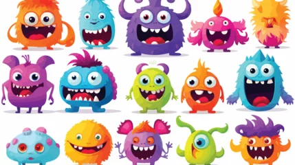 Fototapete Monster Funny monsters cartoon characters set. Colorful abs