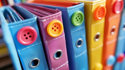 Colorful Button File Folders for Classroom Organization