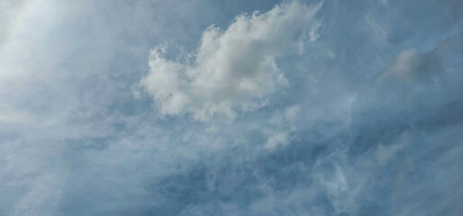 Blue sky background. Natural background. Panorama sky with tiny clouds