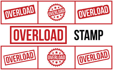 Overload Stamp. Red Overload Rubber grunge Stamp set