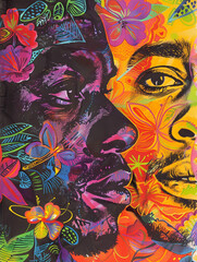 Close-up of young African Americans. Illustration for Liberation Day. Black History Month Card