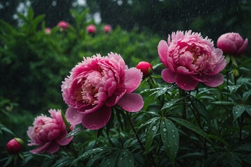 Fototapeta premium pink and white peony