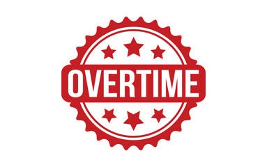 Overtime Stamp. Red Overtime Rubber grunge Stamp