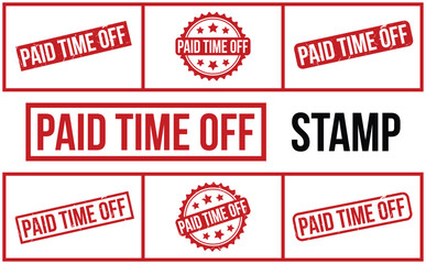 Paid Time Off Stamp. Red Paid Time Off Rubber grunge Stamp set