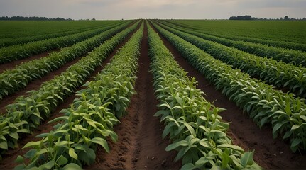 Green Beans field .Generative AI