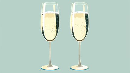 Glasses of champagne 2d flat cartoon vactor illustration