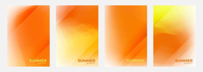 Summertime colors. Blurred backgrounds. Orange colored gradients for Summer season creative graphic design. Vector illustration.