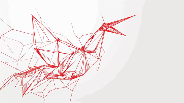 Vector outline illustration of the origami paper crane