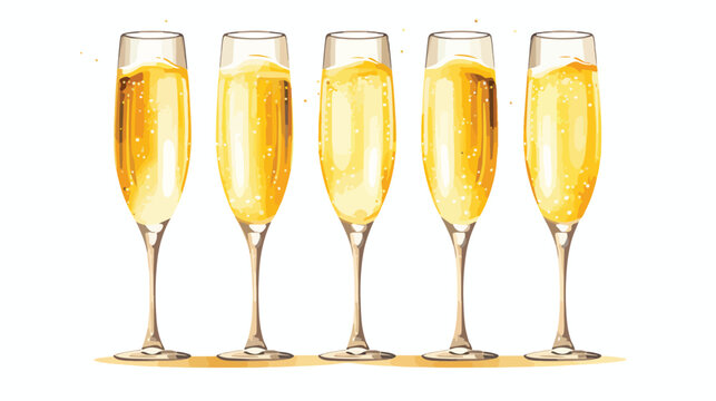 Glasses of champagne 2d flat cartoon vactor illustration