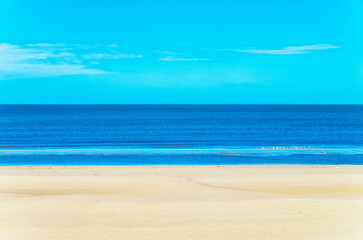 Obraz premium Ocean coast. Uruguay Montevideo City Beach. copyspace.