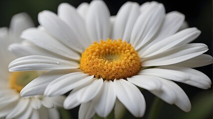 Fototapeta premium A close-up of a daisy its petals perfectly formed and pure white