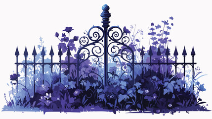 Gothic Floral Fence Clipart 2d flat cartoon vactor