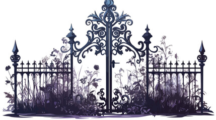 Gothic Floral Fence Clipart 2d flat cartoon vactor