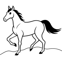 black horse vector illustration.  Line art kid's coloring page