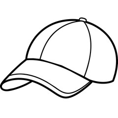 baseball cap vector illustration.  Line art kid's coloring page