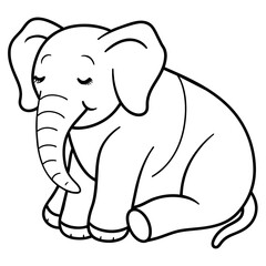 elephant vector illustration. line art kid's coloring page