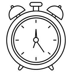 alarm clock icon, line art kid's coloring page