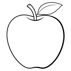 apple vector illustration. line art kid's coloring page