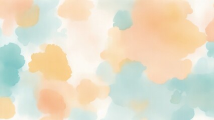 Hazy watercolor splashes of pastel Orange Teal Gold and white Background