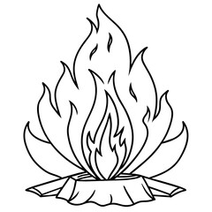 burning wood outline coloring book page line art drawing vector illustrations